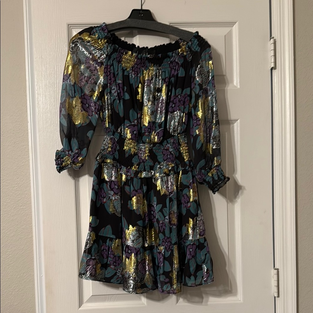 Floral Dress with Metallic Accents